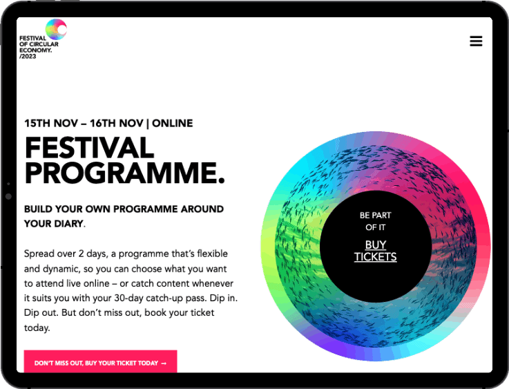 programme-the-festival-of-circular-economy-2022-tablet-view-web-design-nottingham-h2o-digital